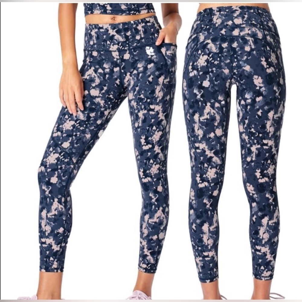 Sweaty Betty The Power 7/8 Blue Printed Athletic Leggings Size Small